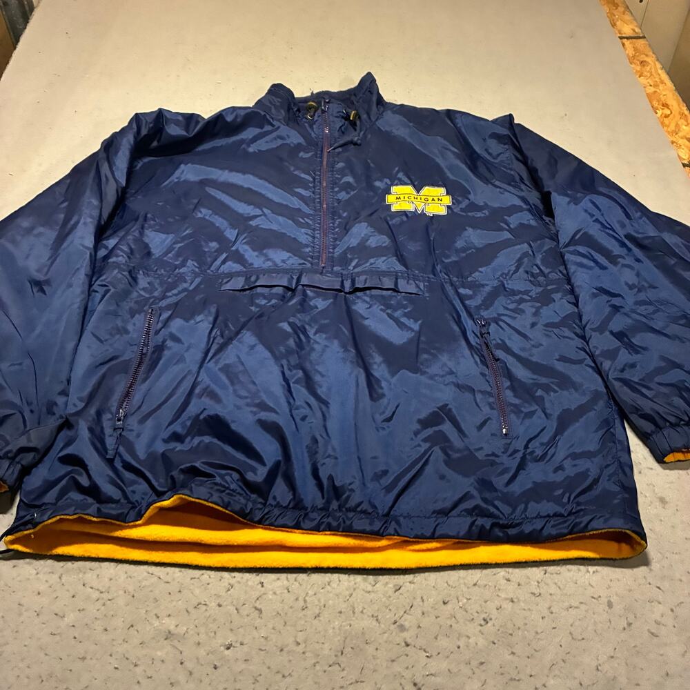 Vintage Champion University Of Michigan Windbreaker Jacket Mens XL Blue